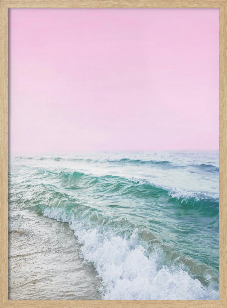 Affiche - Pink Sky Beach cadre de poster en bois naturel