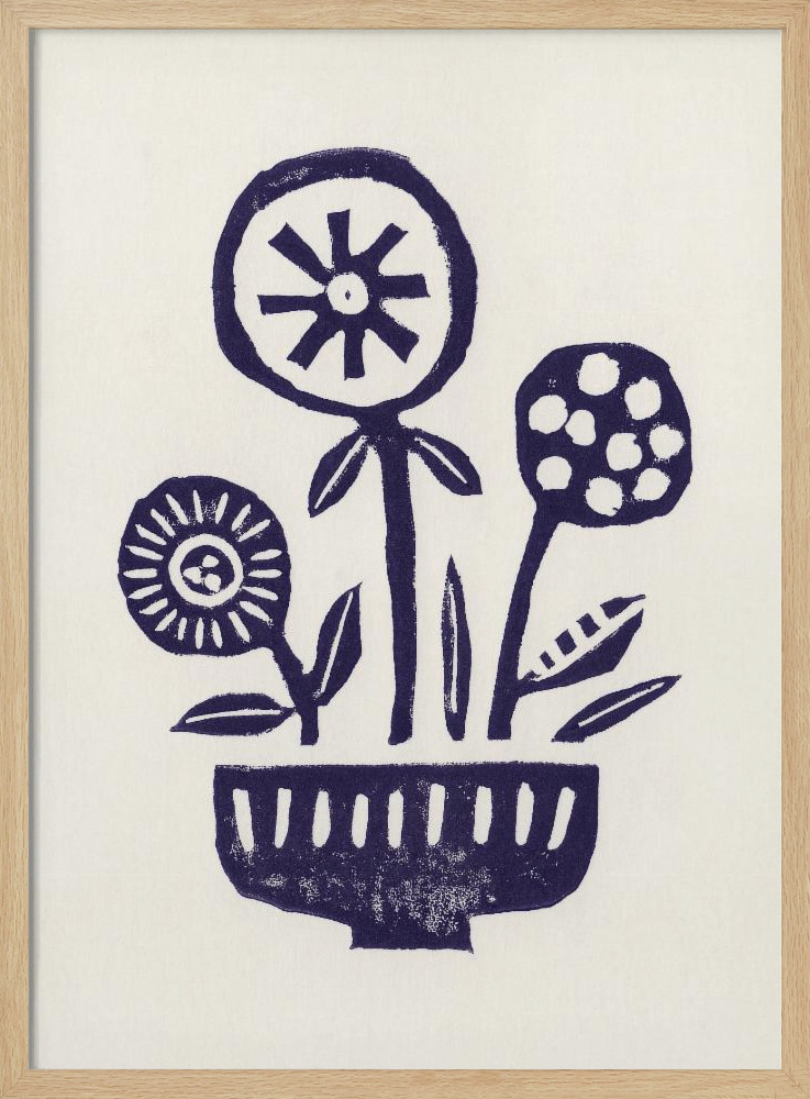 Poster Native Flowers - Affisch posterram i naturligt trä