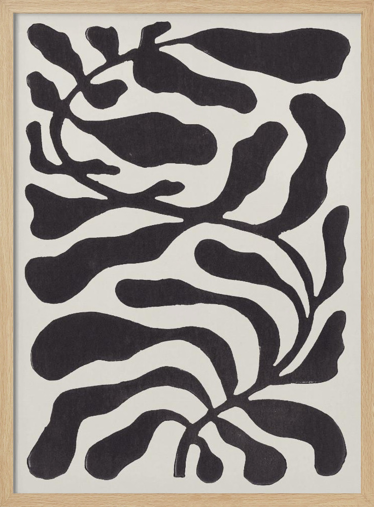 Poster - One Hundred-Leaved Plant #21 / Lino Print natural wood poster frame