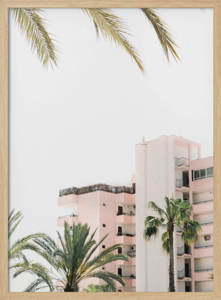 Plakat - Pink Hotel ramka na plakat z naturalnego drewna