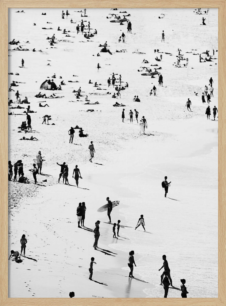 Plakat - Beach Silhouettes ramka na plakat z naturalnego drewna