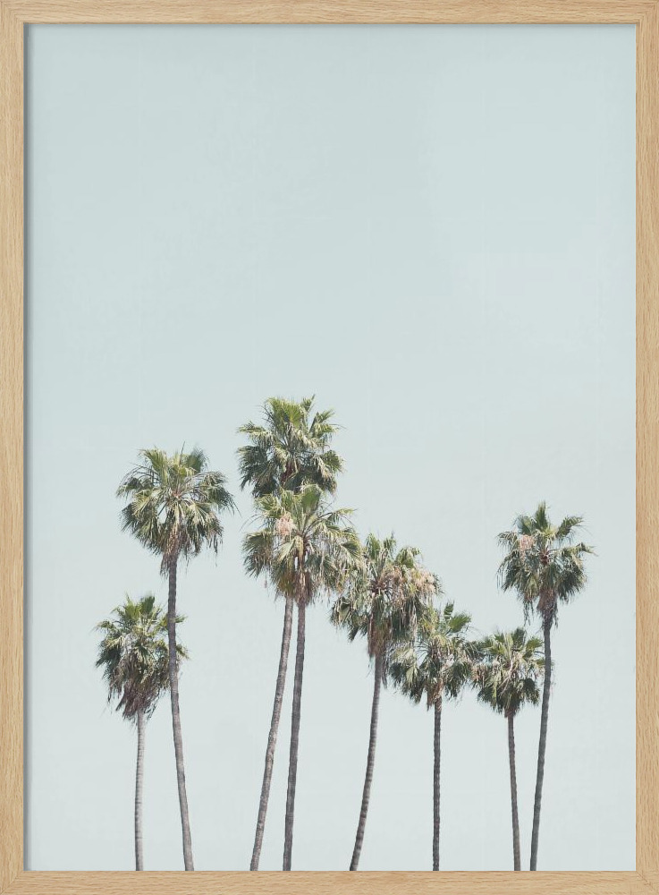 Affiche - Blue Palm Trees cadre de poster en bois naturel