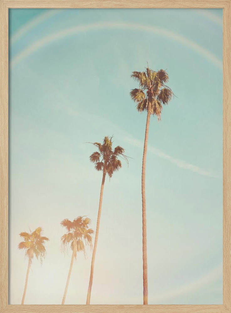 Affiche - Sunny Cali Palm Tree cadre de poster en bois naturel