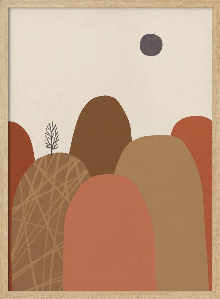 Poster - Mountains #1 posterframe van natuurlijk hout