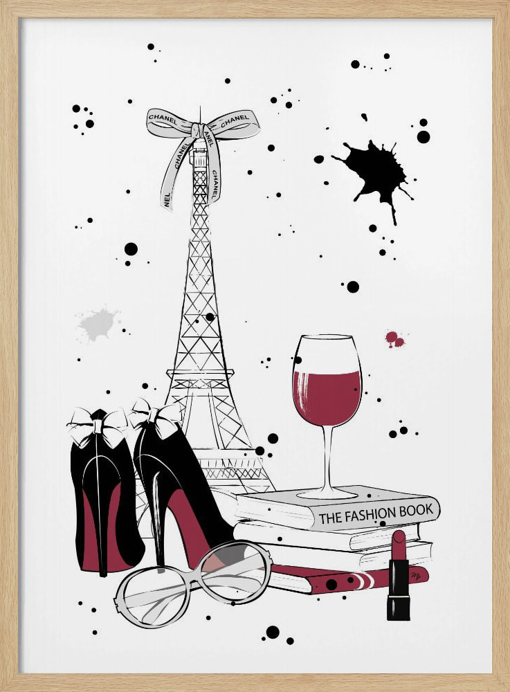 Poster - Living in Paris posterframe van natuurlijk hout