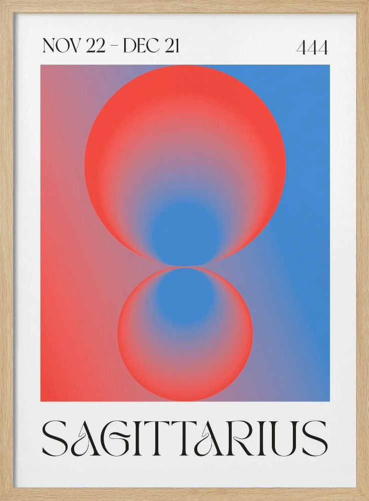 Poster - Sagittarius posterframe van natuurlijk hout