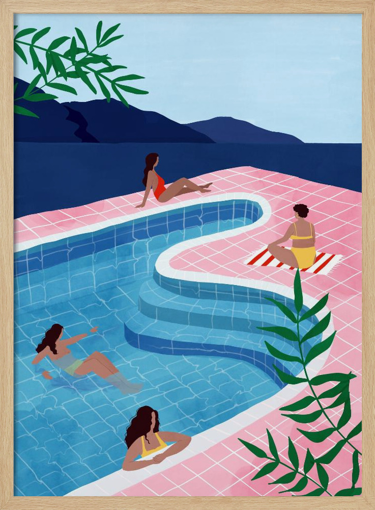 Poster - Pool Ladies natural wood poster frame