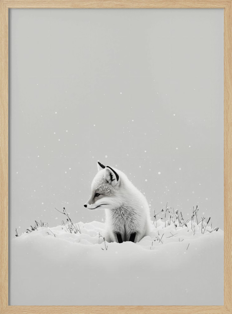 Poster - Snow Fox natural wood poster frame