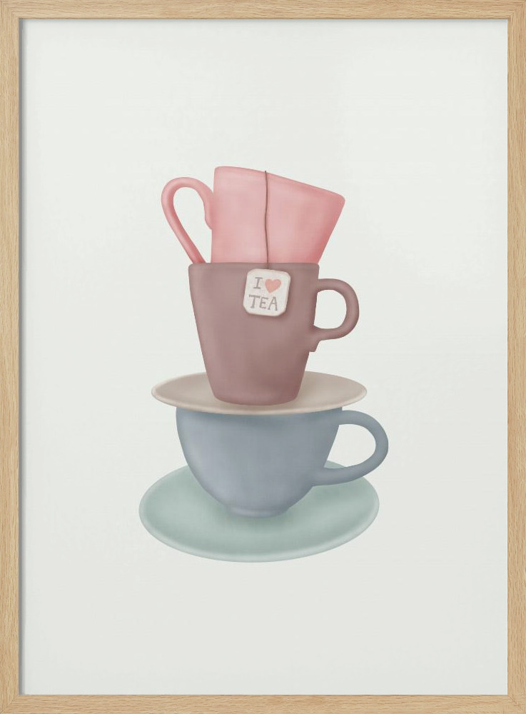 Poster - I Love TEA natural wood poster frame