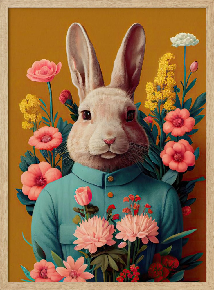Poster - Mr Easter Bunny natural wood poster frame