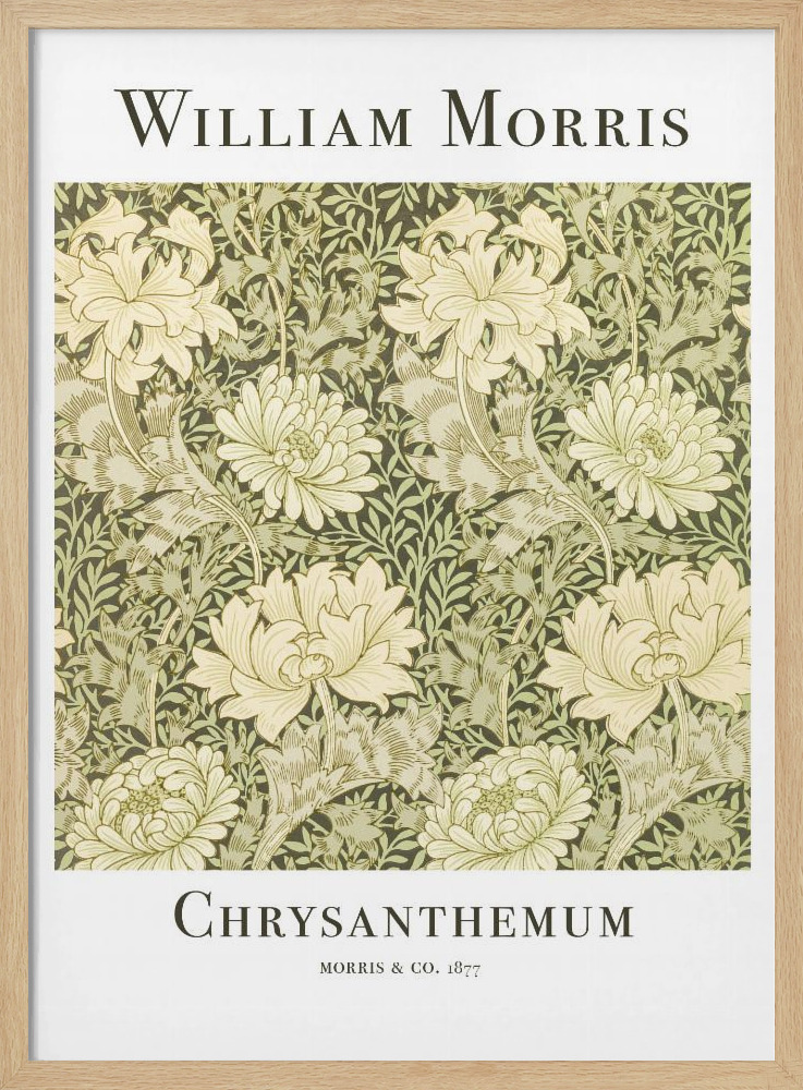 Plakat - Chrysanthemum natural wood poster frame