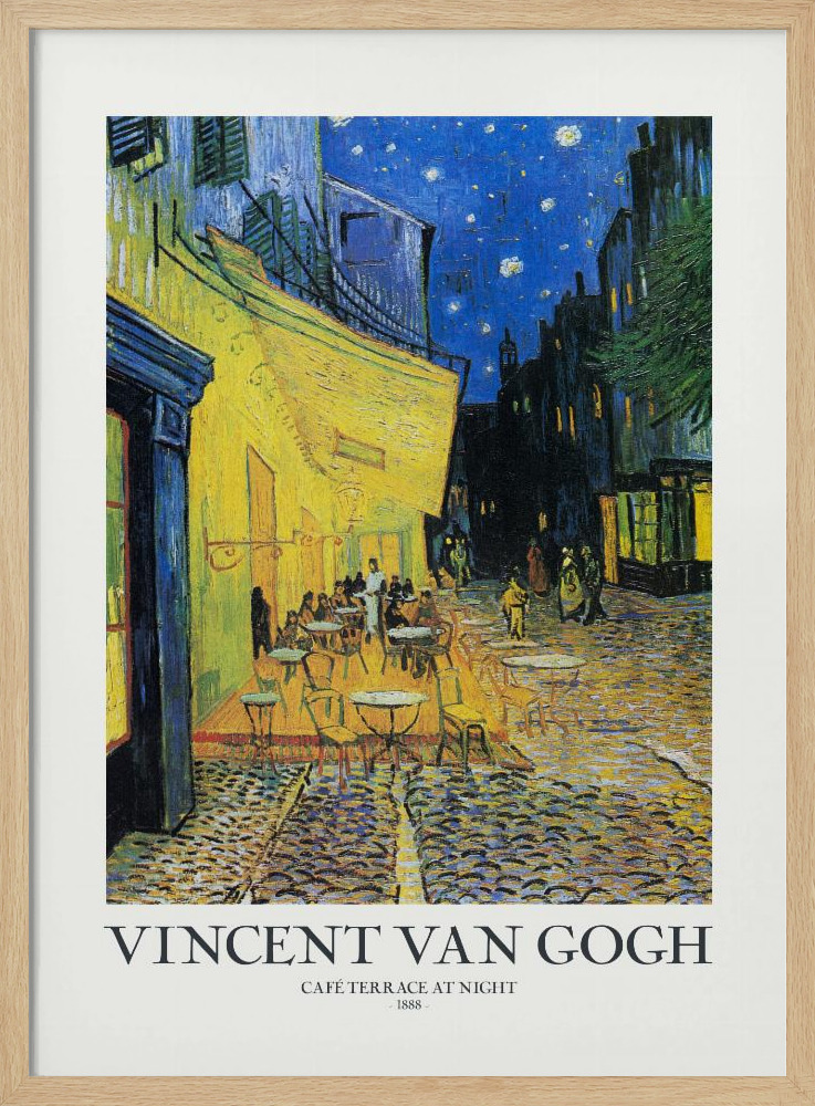 Plakat - Café Terrace At Night natural wood poster frame