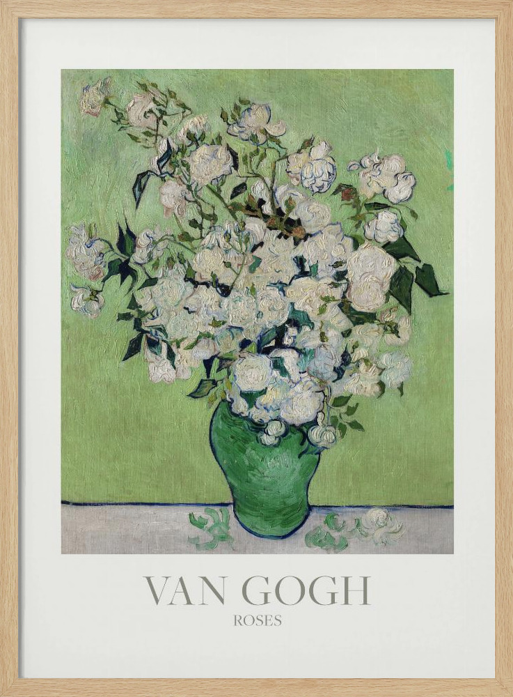 Plakat - Roses natural wood poster frame