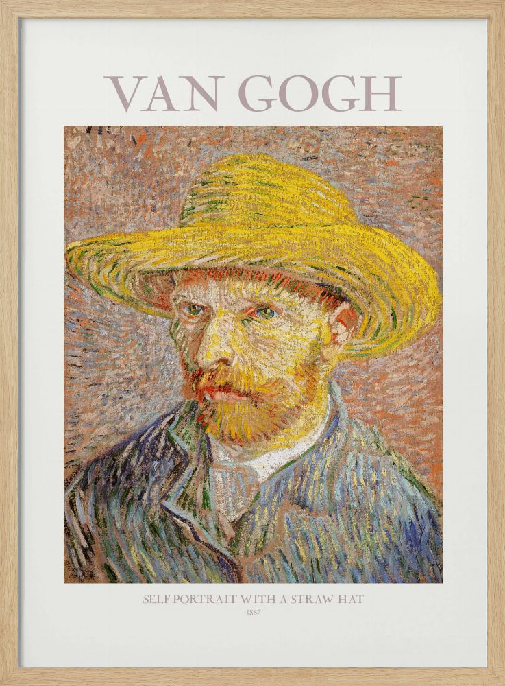 Plakat - Self Portrait With Straw Hat natural wood poster frame