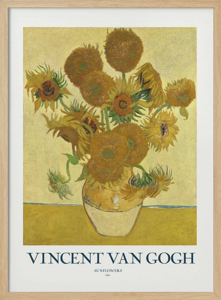 Poster - Sunflowers natural wood poster frame
