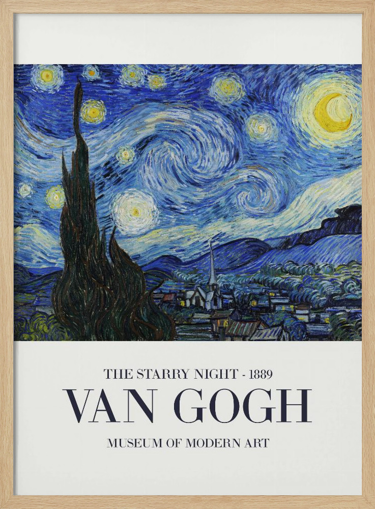 Poster - The Starry Night natural wood poster frame