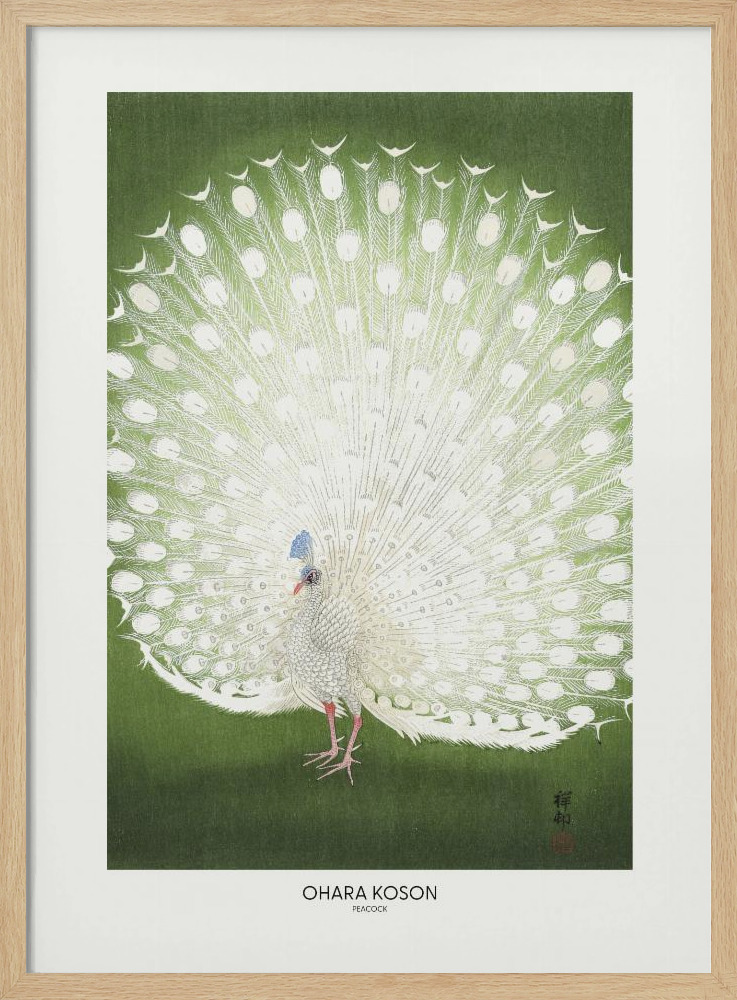Poster - Peacock - Cropped natural wood poster frame
