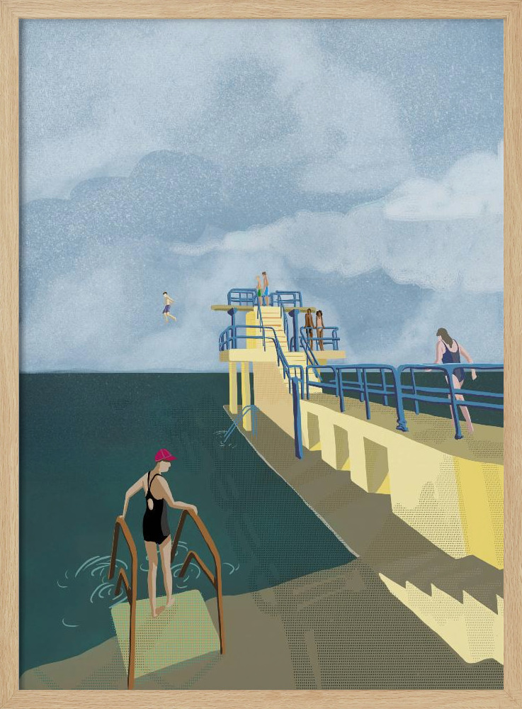 Poster - Blackrock, Salthill, Galway Ireland Art Print posterframe van natuurlijk hout