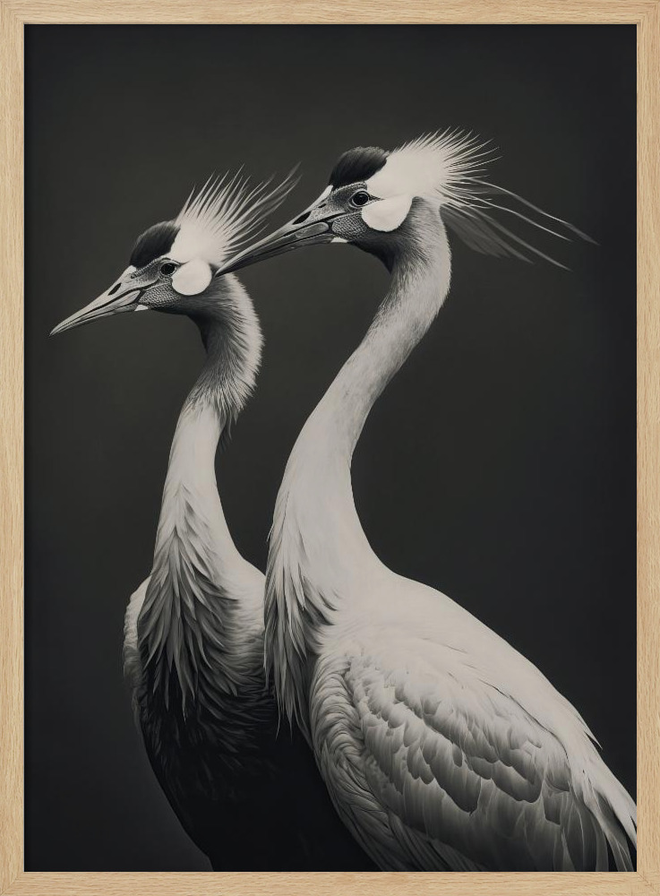 Poster - Cranes natural wood poster frame