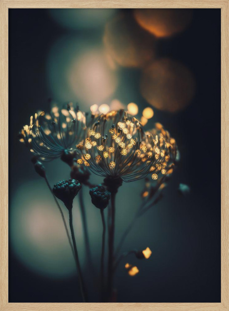Poster - Glowing Dots natural wood poster frame