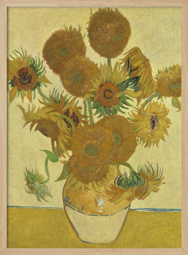 Poster - Sunflowers natural wood poster frame