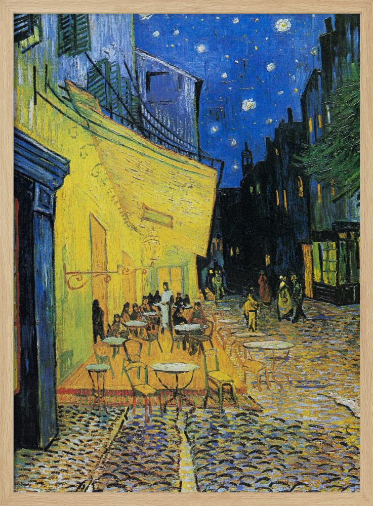 Affiche - Café Terrace At Night cadre de poster en bois naturel