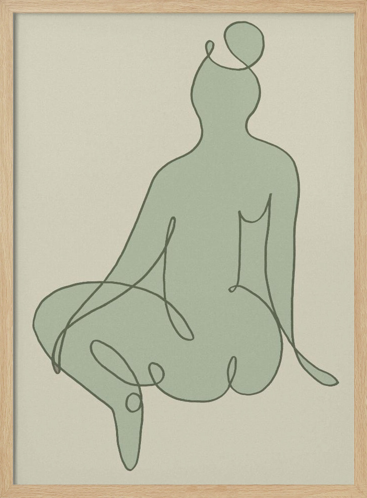 Poster - Sitting Down Green natural wood poster frame