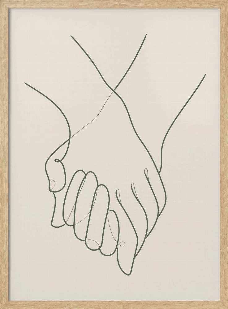 Poster - Holding Hands Green natural wood poster frame