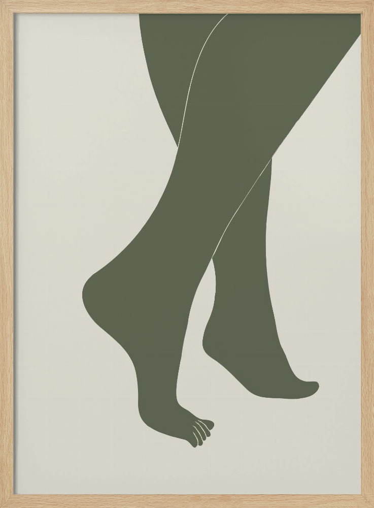 Poster - Tip Toe Green natural wood poster frame
