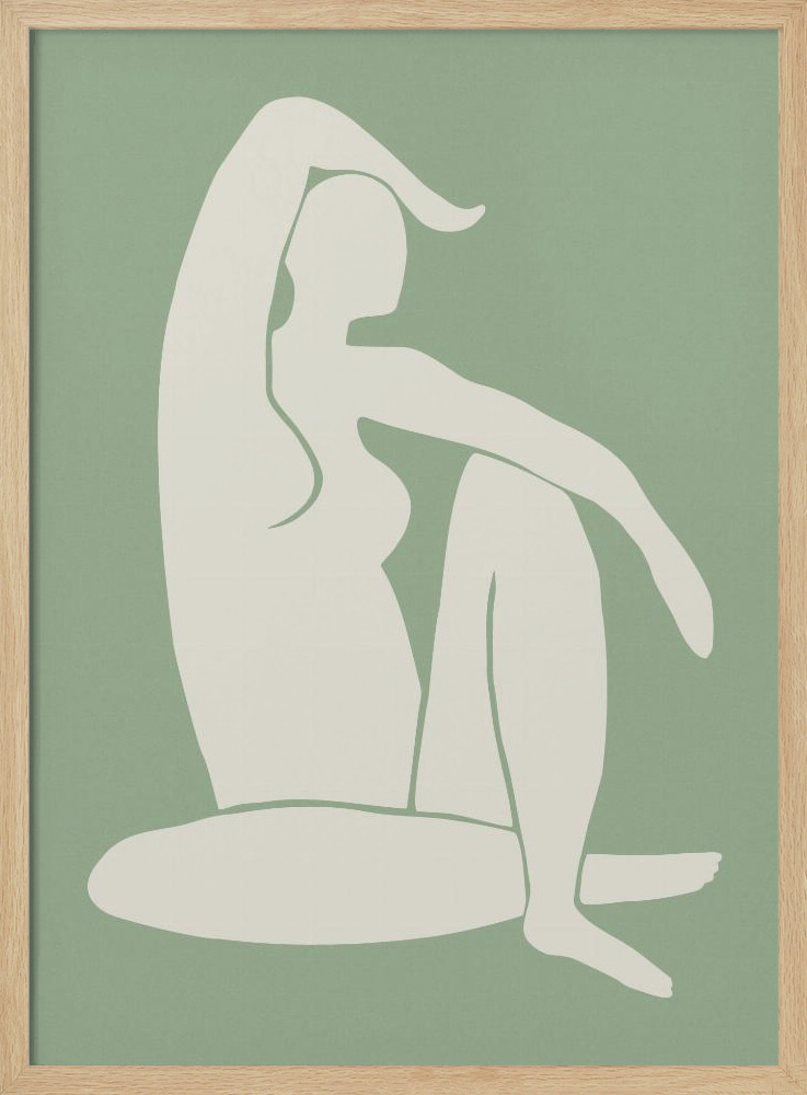 Poster - Figure Matisse Style Green natural wood poster frame