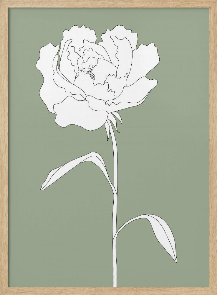 Plakat - Rose in Green ramka na plakat z naturalnego drewna