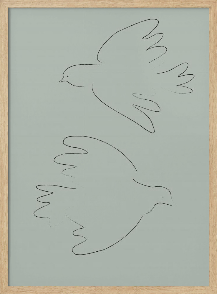 Poster - DOVES Green natural wood poster frame