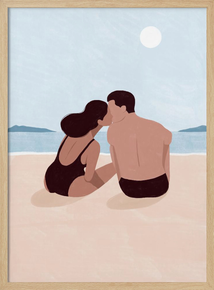 Poster - First Kiss natural wood poster frame