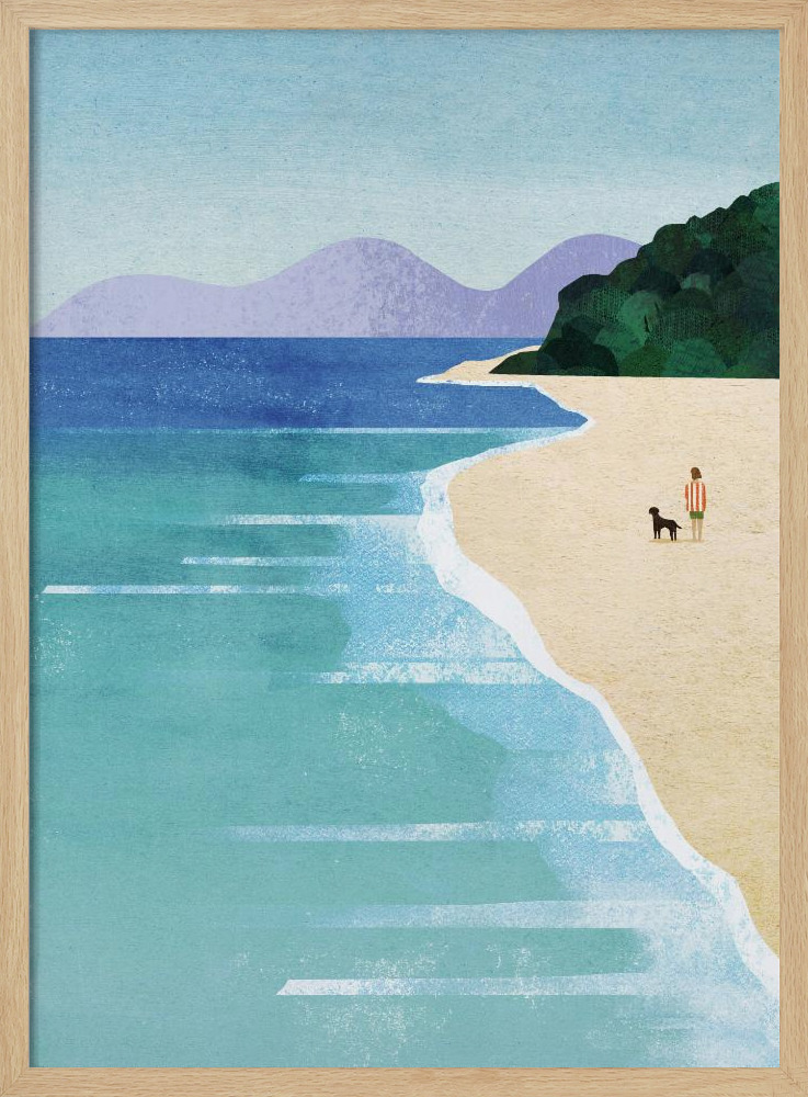 Poster - Beach Girl iii natural wood poster frame