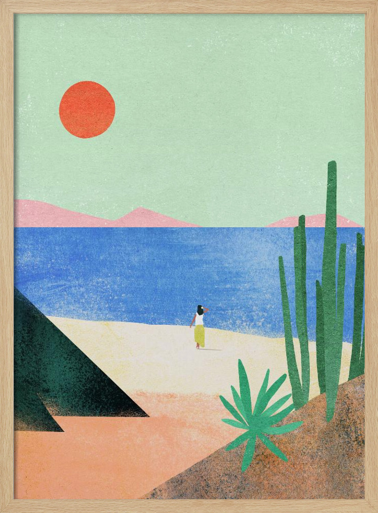 Poster - Beach Girl ii natural wood poster frame