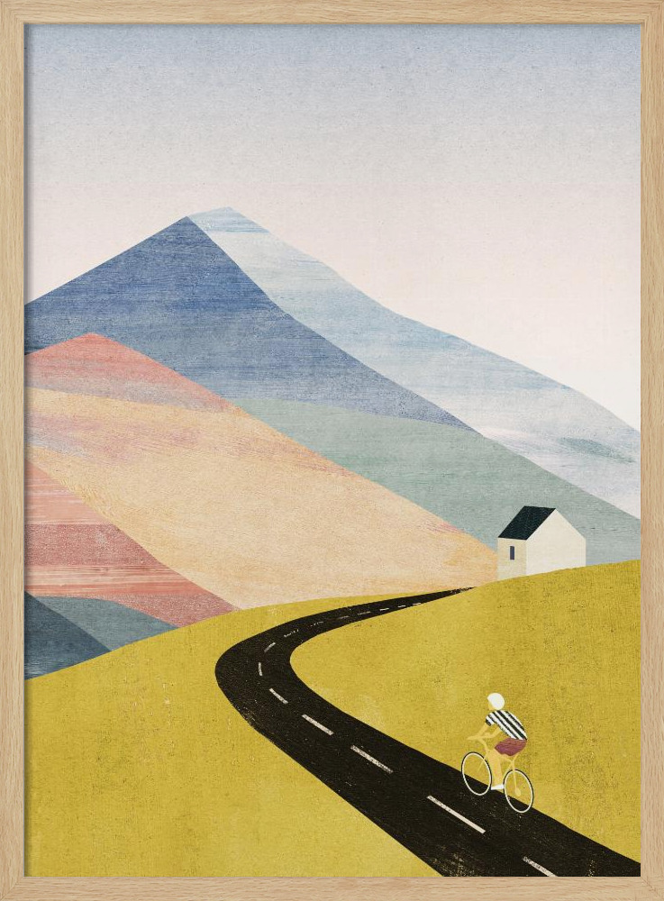 Poster - Cycling Home natural wood poster frame
