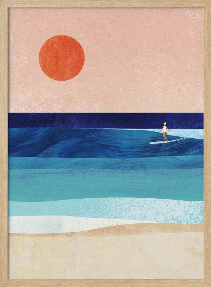 Juliste - Surf Girl luonnollinen puu julisteen kehys