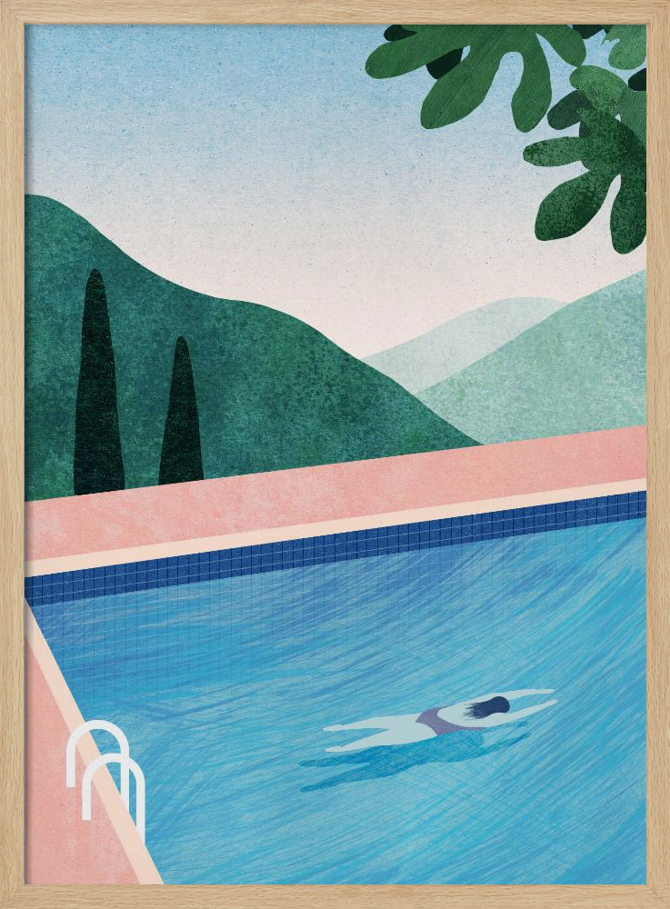 Poster - Swimming Pool ii natural wood poster frame