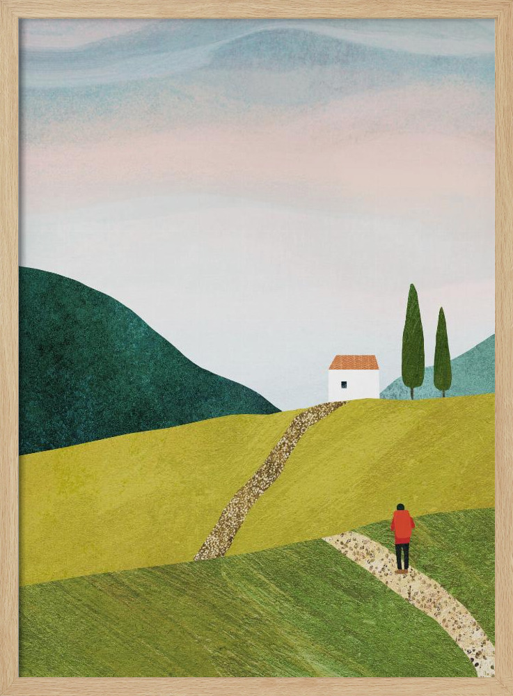 Plakat - Walking Home natural wood poster frame