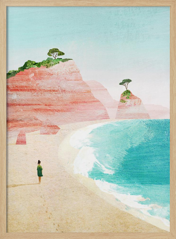 Poster - Beach Girl iv natural wood poster frame