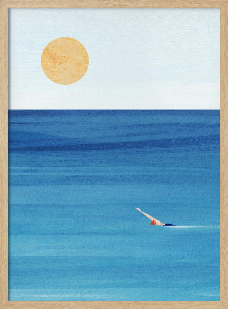 Poster - Sea Swim natural wood poster frame