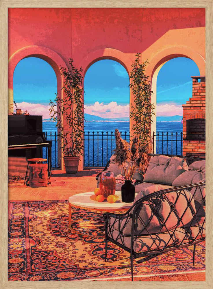 Poster - Piano Terrace natural wood poster frame