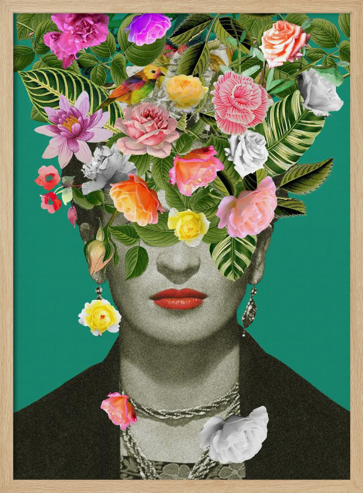 Poster - Floral Frida natural wood poster frame