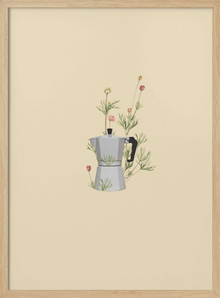 Poster - Floral moka express natural wood poster frame