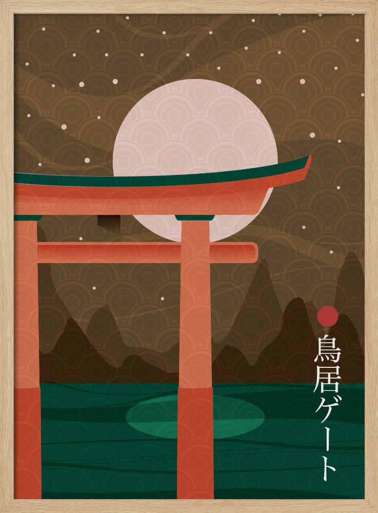 Poster - Torii Gate natural wood poster frame