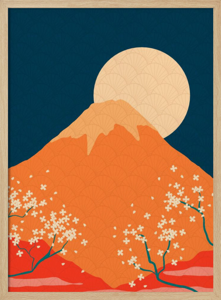 Poster - Night Blossom natural wood poster frame