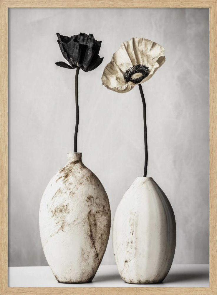 Poster - White Ceramic No 3 natural wood poster frame