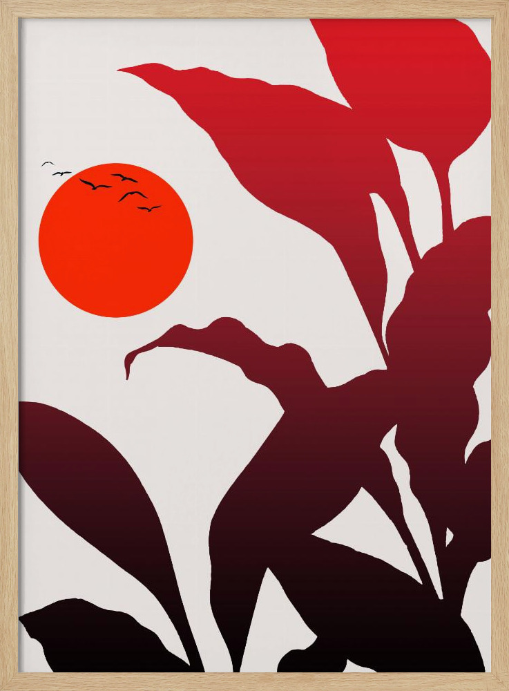 Poster - Tropical Sunset natural wood poster frame