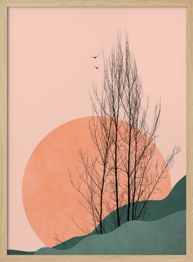 Poster - Sunset Memories natural wood poster frame