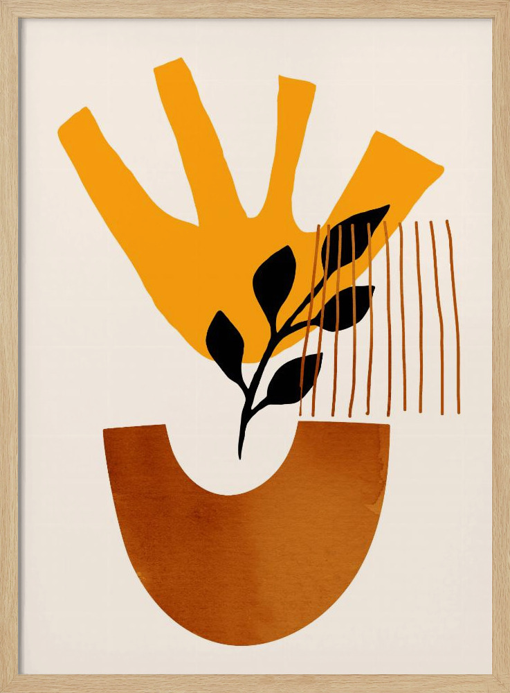 Poster - Sunshine Flower No.5 posterframe van natuurlijk hout